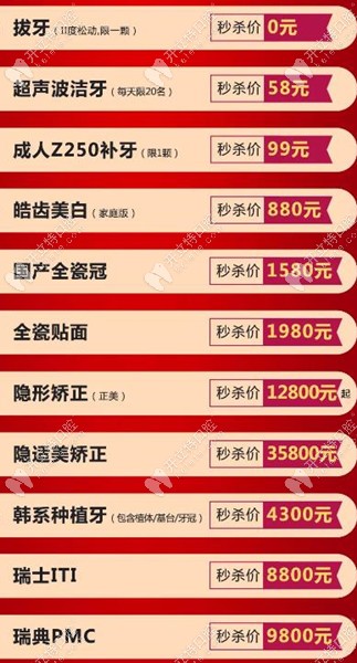 合肥杰口腔牙科收費(fèi)價格表